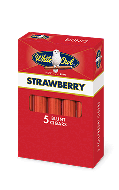 A pack of five Strawberry flavor White Owl Large Blunt cigars.